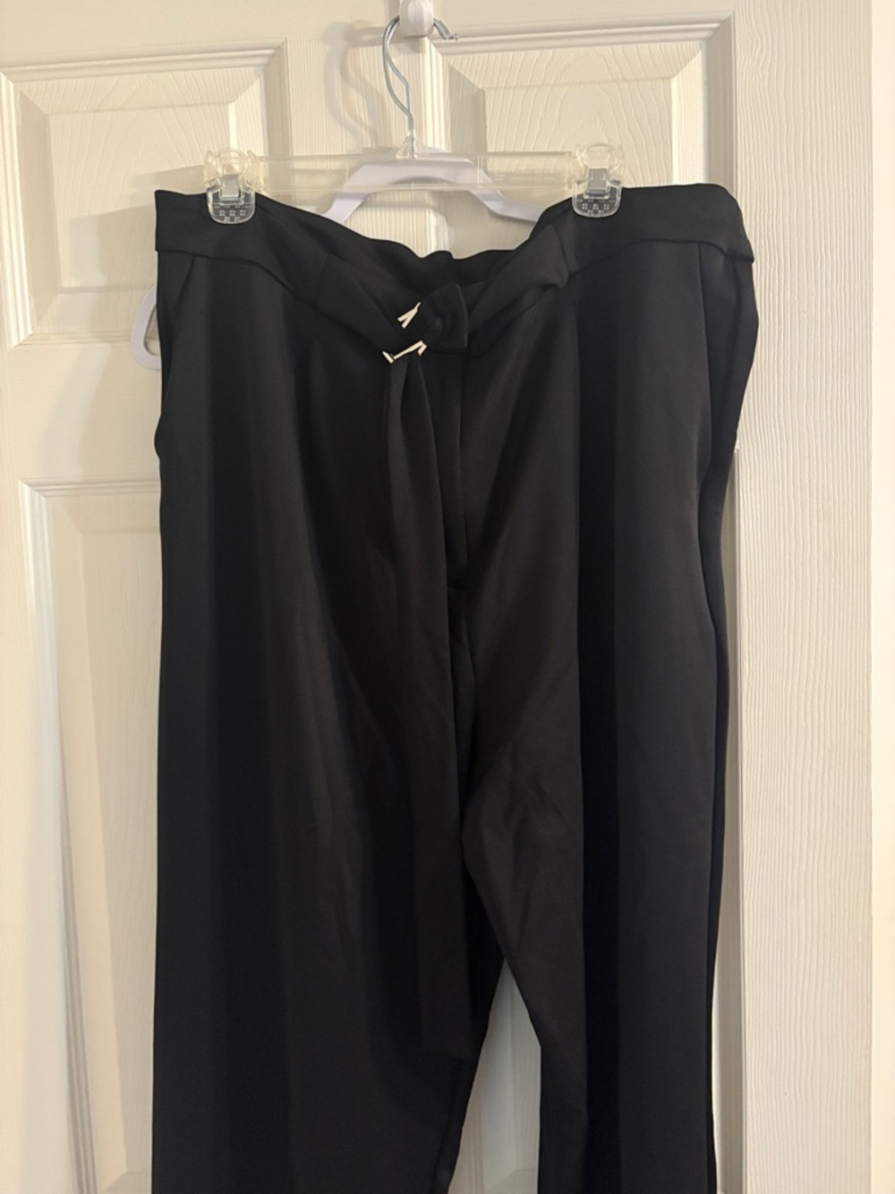 Satin/silky Black Straight-Leg Pants